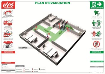 Plan d'évacuation NFX Format A3 PVC