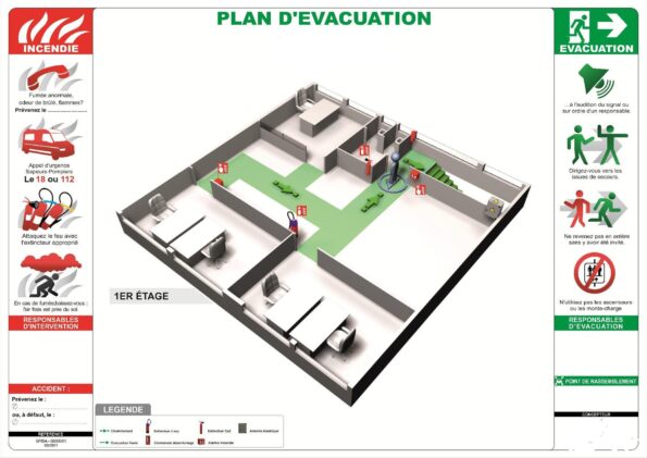 Plan d'évacuation NFX Format A3 PVC